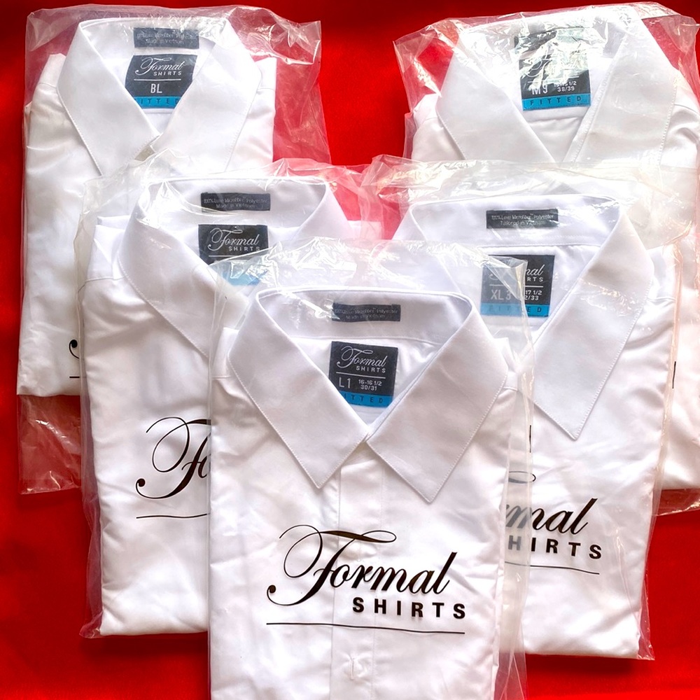 NWT bundle of 23 white fitted tuxedo shirt by Formal Shirts.